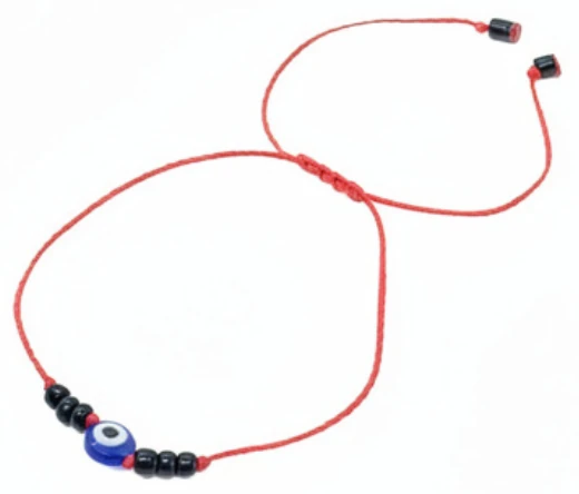 Pulsera tobillera de hilo rojo con dije ojo turco